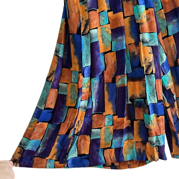 Vintage wild print high waist elastic crop gaucho pleated pants Sz 6 boho hippie - Picture 6 of 11